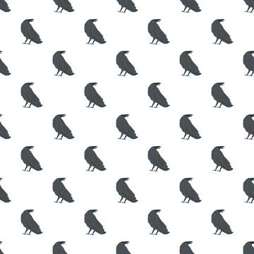 Black crow bird seamless repeating pattern background Illustrazione stock