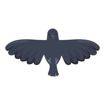 Black crow flying with open wings, a symbol of mystery Stock Illustration