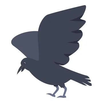 Black crow opening its wings and flying Stock Illustration