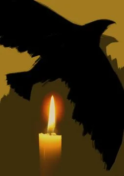 Black crow shadow on the wall illustration Stock Illustration