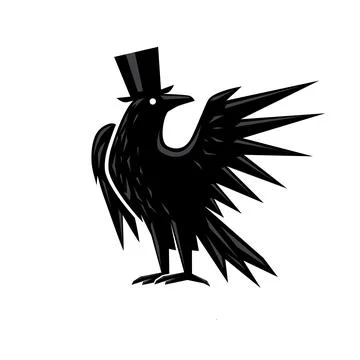 Black crow wearing hat vector Stock Illustration