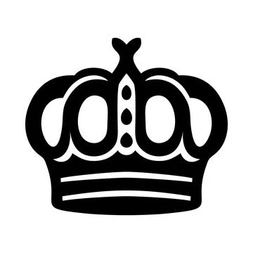 Black crown icon silhouette. Coat of arms and royal symbol isolated on white Stock Illustration