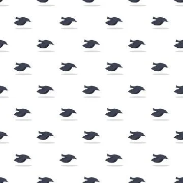 Black crows flying repeating pattern illustration Stock Illustration