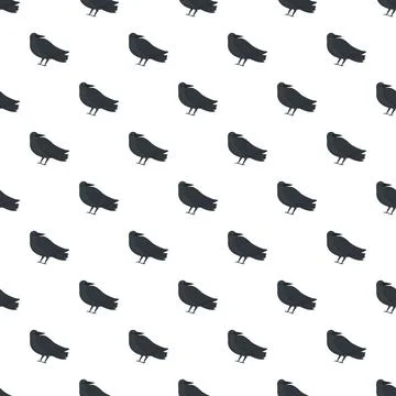 Black crows repeating pattern on white background 스톡 일러스트