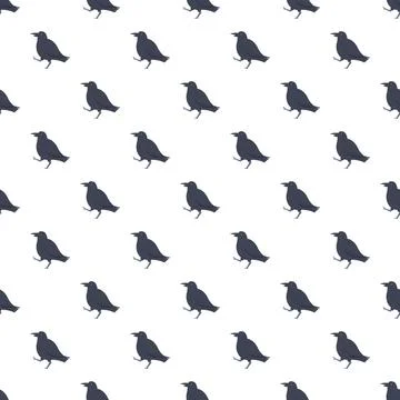Black crows walking creating seamless pattern design Stock Illustration