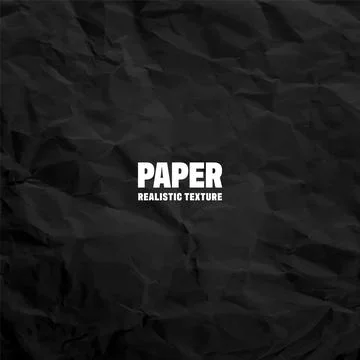 Black crumpled paper texture pattern. Rough grunge old blank. Vector abstract Stock Illustration