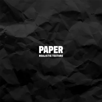 Black crumpled paper texture pattern. Rough grunge old blank. Vector abstract Stock Illustration