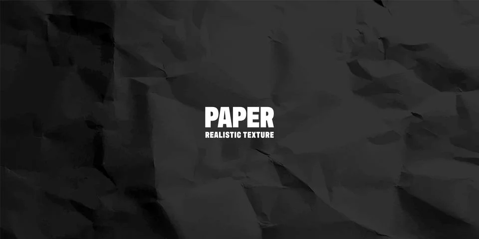 Black crumpled paper texture pattern. Rough grunge old blank. Vector abstract Stock Illustration