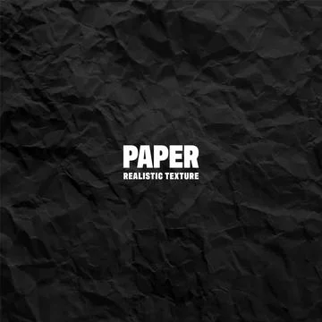 Black crumpled paper texture pattern. Rough grunge old blank. Vector abstract Stock Illustration
