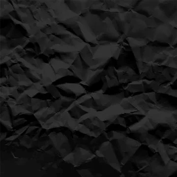 Black crumpled paper texture pattern. Rough grunge old blank. Vector abstract Illustrazione stock