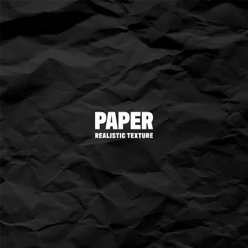 Black crumpled paper texture pattern. Rough grunge old blank. Vector abstract Stock Illustration