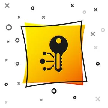 Black Cryptocurrency key icon isolated on white background. Concept of cybe.. Stockillustratie