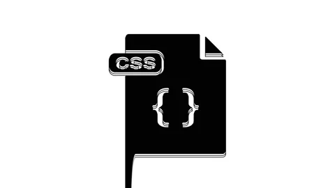 Black CSS file document. Download css button icon isolated on white background Stock Footage 233800392