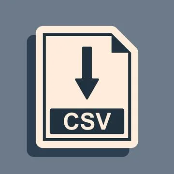 Black CSV file document icon. Download CSV button icon isolated on grey Stock Illustration