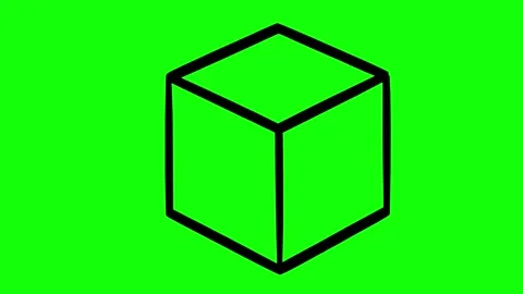 Black cube 3D shape line boil effect animation 库存影片 342830019