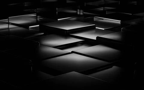 Black cube abstract texture with low key lighting background 3d illustration Stock Illustration