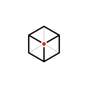 Black cube logo with red point Stock Illustration