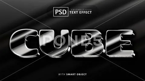 Black cube text effect editable PSD Template