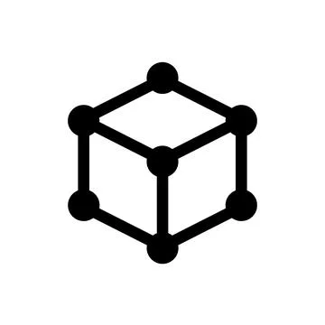 Black cube wireframe icon for digital interface design Stock Illustration