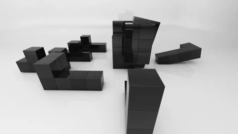 Black cubes assembly Stock Footage 232050541