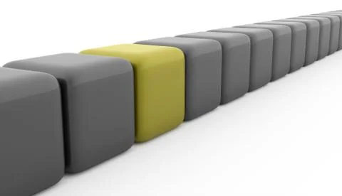 Black cubes concept one is green on white background Stock Illustration