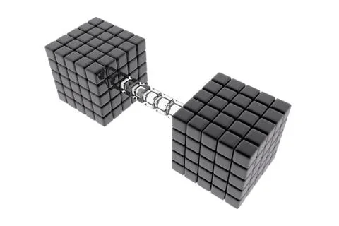 Black cubes connected by transparent cubes Stock Illustration