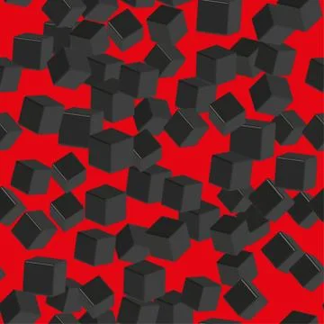 Black Cubes Seamless Pattern, 3D Illustration Stock Illustration