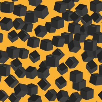 Black Cubes Seamless Pattern, 3D Illustration Stock Illustration