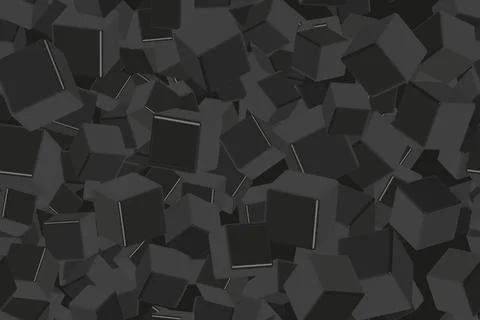 Black Cubes Seamless Pattern, 3D Illustration Stock Illustration