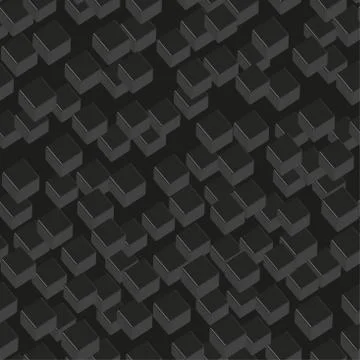 Black Cubes Seamless Pattern on Black Background Stock Illustration