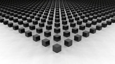 Black cubes on white plain Stock Illustration