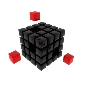 Black cubic puzzle 3d Stock Illustration