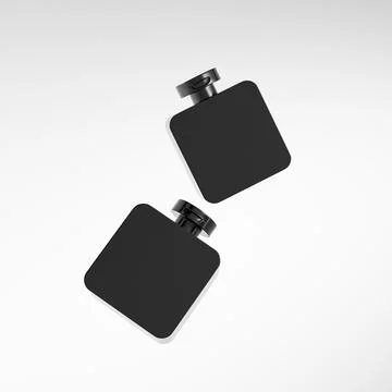 Black cubic shape bottle mockup, luxury flipcap square water bottle packaging Stock Illustration