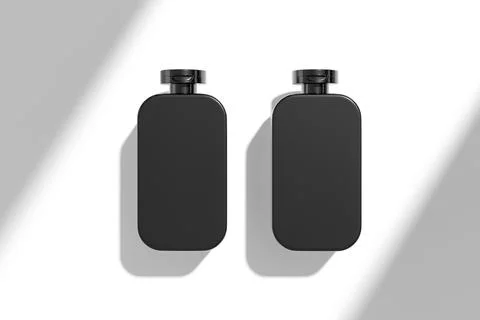 Black cubic shape bottle mockup, luxury flipcap square water bottle packaging イラスト素材