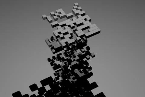 Black cubic structure background. Abstract cubic pixel design. 3D illustratio Stock Illustration