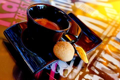 Black cup of espresso. Stock Photos