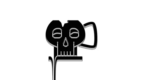 Black Cup from the skull icon isolated on white background. 4K Video motion Stock Footage 233871319