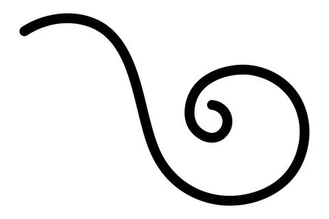 Black curl in the form of snail. Sketch. Hand drawn sign. Vector. Stockillustratie