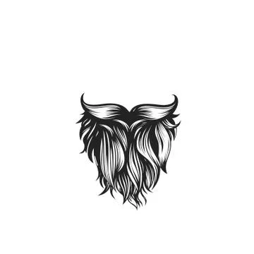 Black curly beard with mustache vector illustration. Stock Illustration