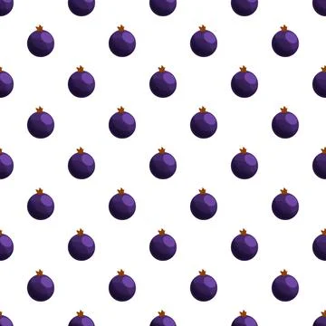 Black currant berries seamless pattern on white background イラスト素材