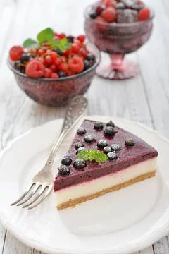 Black currant cheesecake Stock Photos
