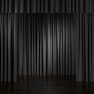 Black Curtains in interior. 库存插图
