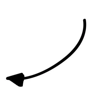 Black curved arrow. doodle vector element. Stock Illustration