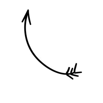 Black curved arrow. doodle vector element. Stock Illustration