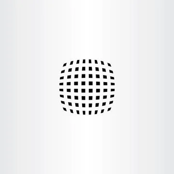 Black curved halftone square vector abstract icon Stock Illustration