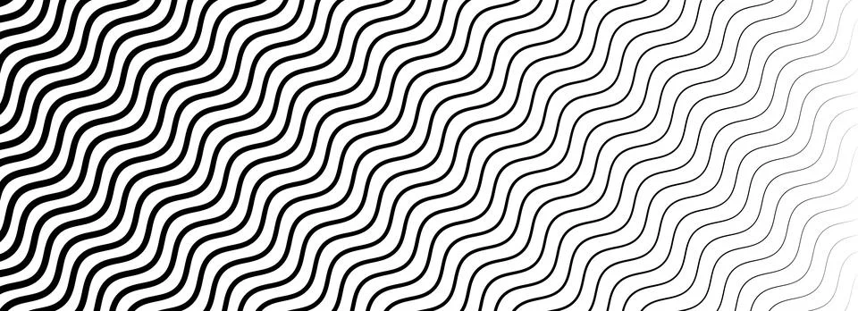 Black curved stripe texture gradient. Wave line pattern wallpaper. Fading wavy Stock Illustration