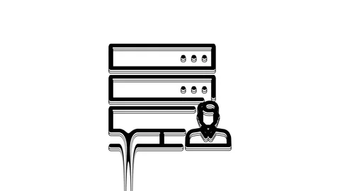 Black Customer care server icon isolated on white background. Tech support Stock Footage 233784536