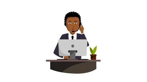 Black Customer Support Character Animation Video Stock Footage 292482749