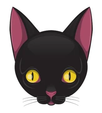 Black Cute Cat Head Stock Illustration