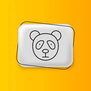Black Cute panda face icon isolated on yellow background. Animal symbol. Si.. Stock Illustration